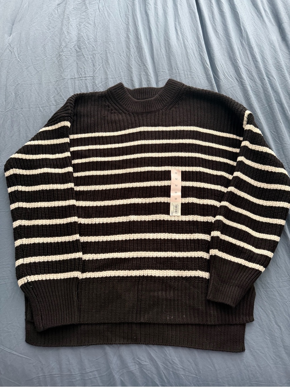 Black & White Striped Crewneck Sweater